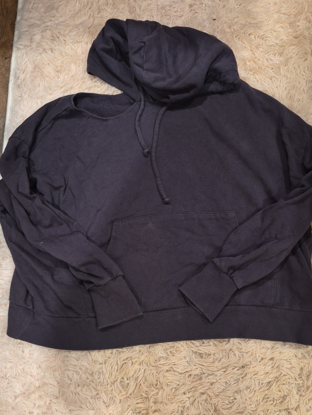 Womens Cold Shoulder Z Supply Black Pullover Hoodie Sweater